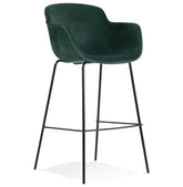 Bar stool 'LARISSA' in green velvet with armrests
