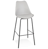 Grey design bar stool 'LEMON' with black metal leg