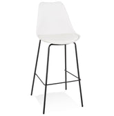 White designer bar stool 'LEMON' with black metal legs