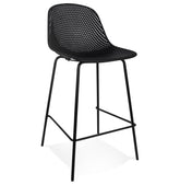 Mid-height black perforated stool 'LOKI MINI' indoor/outdoor