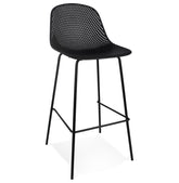 Black perforated bar stool 'LOKI' indoor/outdoor