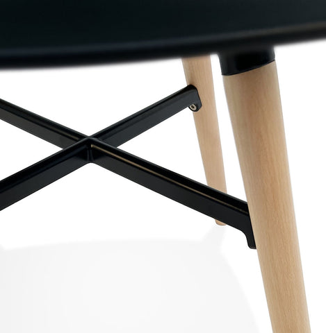Black armchair 'MELIS' with metal and natural wood legs Black armchair 'MELIS' with metal and natural wood legs