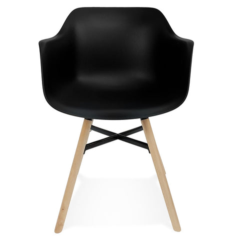 Black armchair 'MELIS' with metal and natural wood legs Black armchair 'MELIS' with metal and natural wood legs