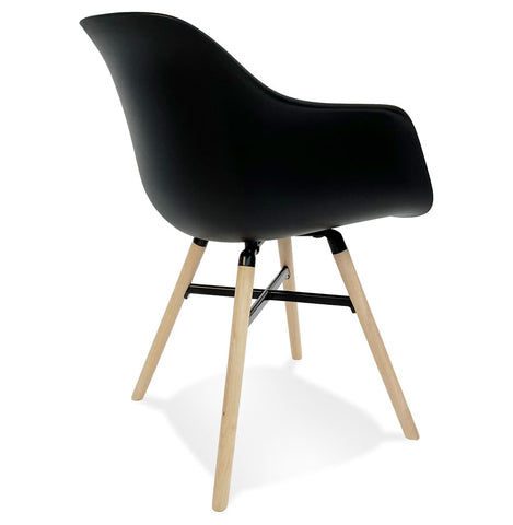 Black armchair 'MELIS' with metal and natural wood legs Black armchair 'MELIS' with metal and natural wood legs