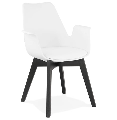 Armchair 'MISTRAL' white with legs in black wood Armchair 'MISTRAL' white with legs in black wood
