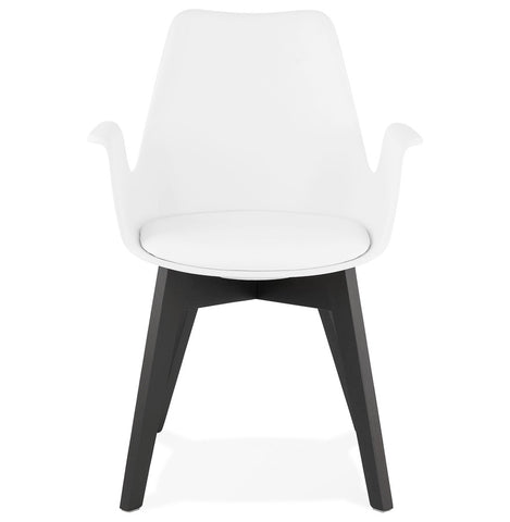 Armchair 'MISTRAL' white with legs in black wood Armchair 'MISTRAL' white with legs in black wood