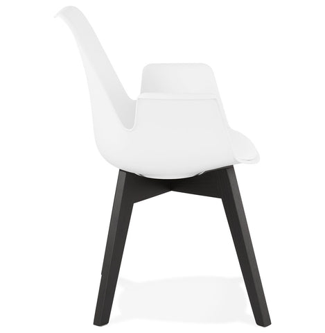 Armchair 'MISTRAL' white with legs in black wood Armchair 'MISTRAL' white with legs in black wood