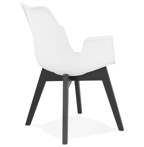 Armchair 'MISTRAL' white with legs in black wood Armchair 'MISTRAL' white with legs in black wood