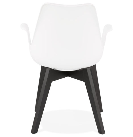 Armchair 'MISTRAL' white with legs in black wood Armchair 'MISTRAL' white with legs in black wood