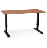 Height adjustable desk 'OSMOSE' of walnut and black metal - 140x70 cm