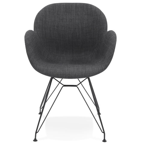 Designer chair 'PLANET' in dark gray fabric with black metal feet Designer chair 'PLANET' in dark gray fabric with black metal feet