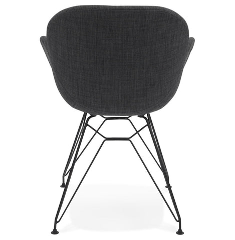 Designer chair 'PLANET' in dark gray fabric with black metal feet Designer chair 'PLANET' in dark gray fabric with black metal feet
