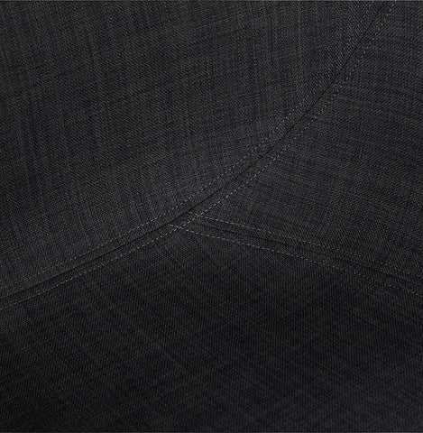 Designer chair 'PLANET' in dark gray fabric with black metal feet Designer chair 'PLANET' in dark gray fabric with black metal feet