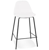 PLUMAR MINI' mid-high stool in white terry cloth with black metal legs