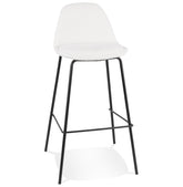 Barstool 'PLUMAR' in white terry cloth with black metal legs
