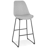 RIGO' bar stool in grey fabric with black metal legs