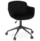 'ROLLING' black velvet office chair on castors