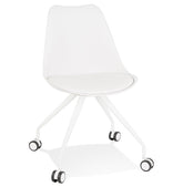 White desk chair on wheels 'SKIN' with metal frame