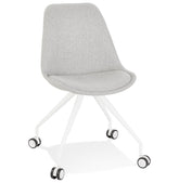 Desk chair on wheels 'SNAP' with grey fabric and white metal frame