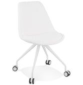 Desk chair on wheels 'STEF' in white terry cloth with white metal base