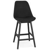 Semi-high design stool 'TERESA MINI' in black fabric and black wooden legs