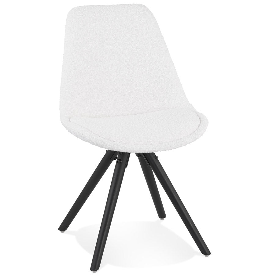 Design chair 'VALENTINE' in white terry cloth with black wooden legs