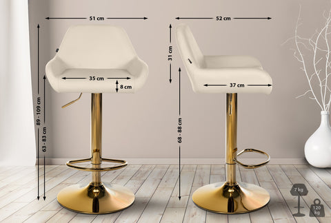 Bar stool Braga Gold faux leather