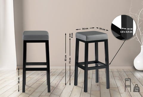 Bar stool Taylor seat height 83 cm metal frame black