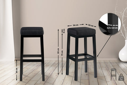 Bar stool Taylor seat height 83 cm metal frame black