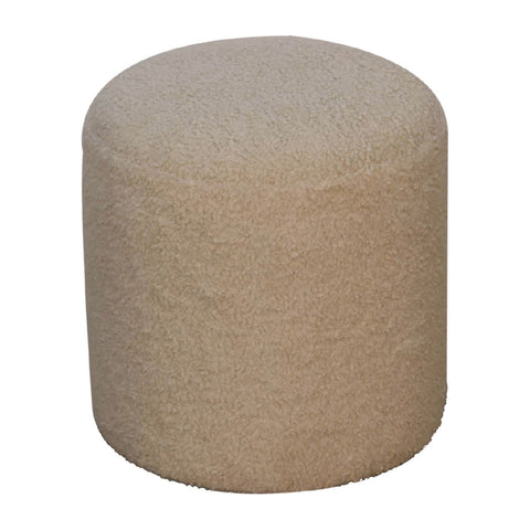 Boucle Cream Round Footstool