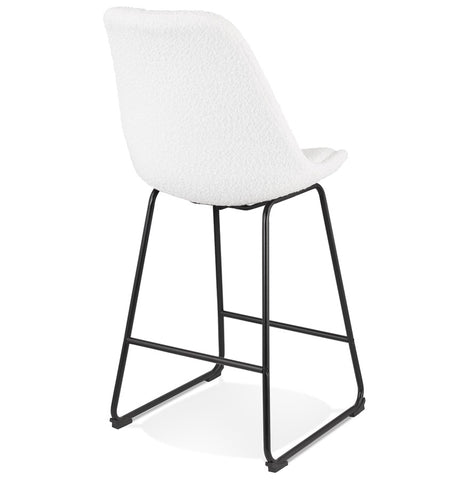 Mid-height stool 'ALICE' in white terry cloth and black metal base