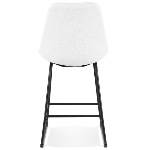 Mid-height stool 'ALICE' in white terry cloth and black metal base