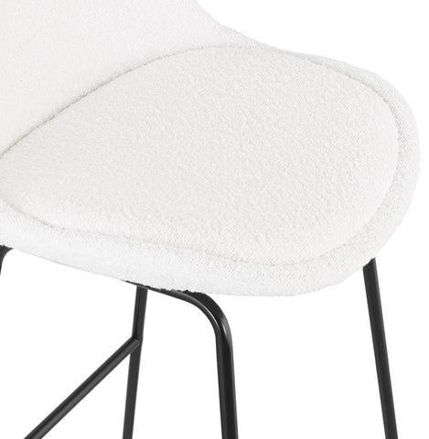 Mid-height stool 'ALICE' in white terry cloth and black metal base