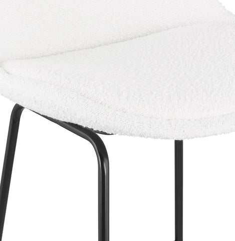 Mid-height stool 'ALICE' in white terry cloth and black metal base