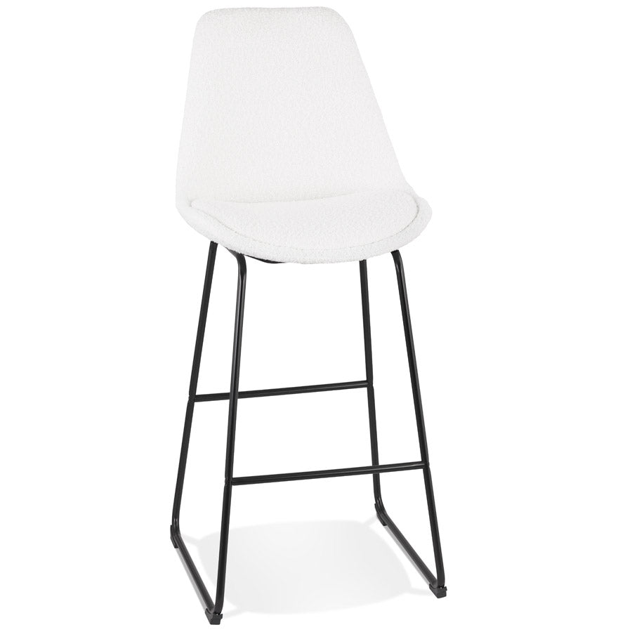 Bar stool “ALICE” in white terry cloth and black metal legs