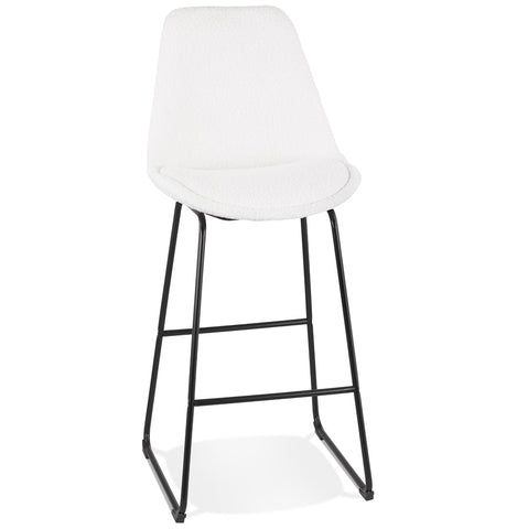 Bar stool “ALICE” in white terry cloth and black metal legs