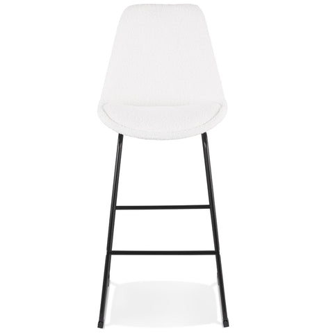 Bar stool “ALICE” in white terry cloth and black metal legs