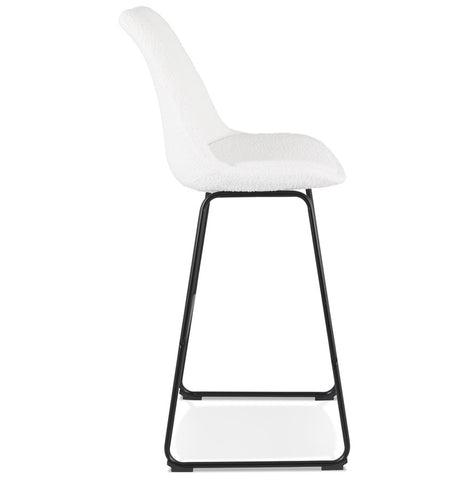 Bar stool “ALICE” in white terry cloth and black metal legs