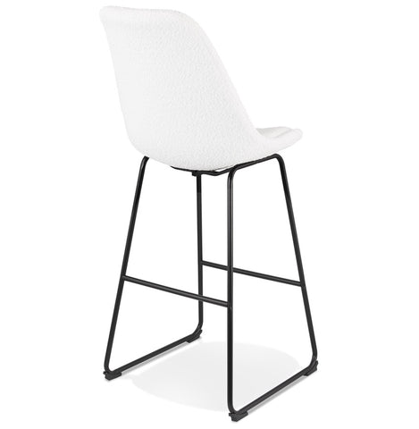 Bar stool “ALICE” in white terry cloth and black metal legs