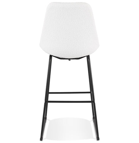 Bar stool “ALICE” in white terry cloth and black metal legs