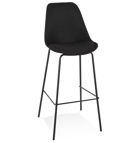 Black fabric bar stool 'ALOE' with metal leg