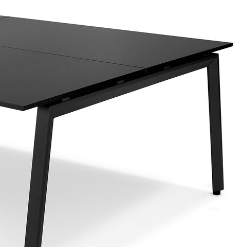 Double straight design desk 'AMADEUS' of wood and black metal - 280x140 cm