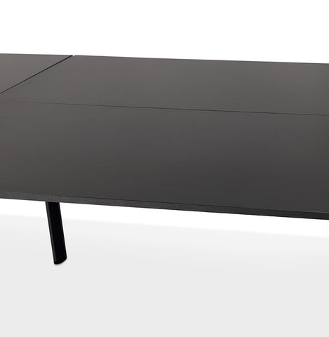 Double straight design desk 'AMADEUS' of wood and black metal - 280x140 cm