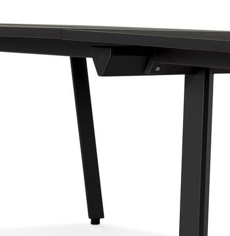 Double straight design desk 'AMADEUS' of wood and black metal - 280x140 cm