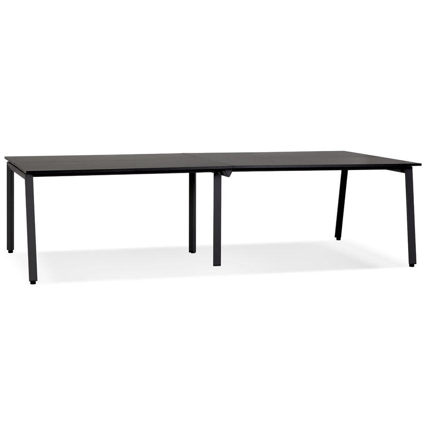 Double straight design desk 'AMADEUS' of wood and black metal - 280x140 cm