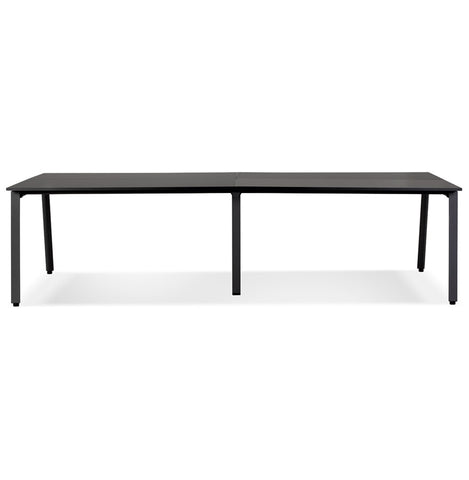 Double straight design desk 'AMADEUS' of wood and black metal - 280x140 cm