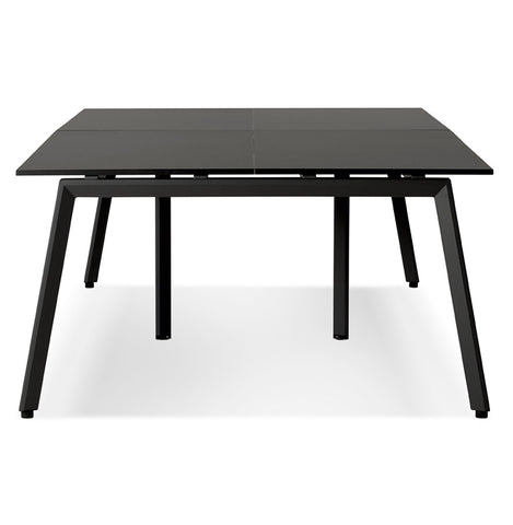 Double straight design desk 'AMADEUS' of wood and black metal - 280x140 cm