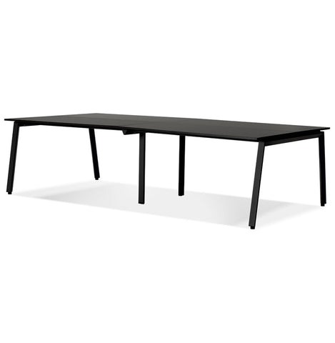 Double straight design desk 'AMADEUS' of wood and black metal - 280x140 cm