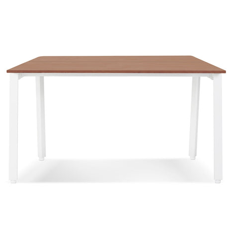 'AMADEUS SQUARE' meeting table/bench desk made of wood with walnut finish and white metal - 140x140 cm