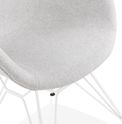 Modern chair 'ATOL' in light gray fabric with white metal base